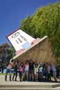 Travelers having fun at the Puzzling World, Wanaka, New Zealand Royalty Free Stock Photo