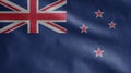 New Zealander flag waving in the wind. New Zealand banner blowing soft silk