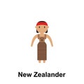 New Zealander, woman cartoon icon. Element of People around the world color icon. Premium quality graphic design icon. Signs and Royalty Free Stock Photo