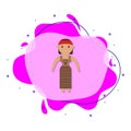 New zealander, woman cartoon liquid bacdge icon. Simple color vector of people around the world icons for ui and ux, website or Royalty Free Stock Photo