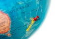 New Zeland map. Earth globe close up with a red pin in. Royalty Free Stock Photo