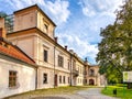 New Zywiec Castle, Palace of Habsburgs with historic park seen from Well Courtyard in historic Zywiec city center in Poland