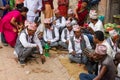 Newar men play traditional Newar music.