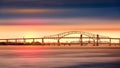 Newark Bay Bridge at sunset Royalty Free Stock Photo