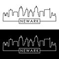 Newark city skyline. Linear style.