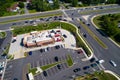 Aerial photo of a Chick-Fil-A fast food restaurant