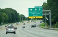 Newark, Delaware, U.S. - August 16, 2020- Road signs and traffic on Interstate 95 South in the summer