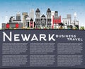 Newark New Jersey City Skyline with Color Buildings, Blue Sky and Copy Space Royalty Free Stock Photo