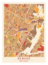 Newark NewJersey USA Creative Color Block city Map Decor Serie