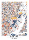 Newark NewJersey USA Creative Color Block city Map Decor Serie Royalty Free Stock Photo