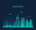 Newark skyline New Jersey USA vector linear style Royalty Free Stock Photo