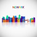 Newark skyline silhouette in colorful geometric style. Royalty Free Stock Photo