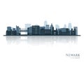 Newark skyline silhouette with reflection. Royalty Free Stock Photo