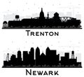 Newark and Trenton New Jersey City Skyline Silhouette Set