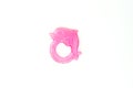 Newbor pink toy. A colorful baby rattle on a white horizontal background Royalty Free Stock Photo