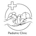 Newborn on Hand. Pediatric Clinic Logo