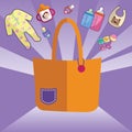 newborn accessories with bag. Vector illustration decorative design