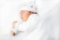 Newborn adorable one week baby boy sleeping