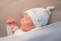 Newborn adorable one week baby boy sleeping