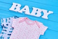 Newborn babies cotton summer outfit. Royalty Free Stock Photo