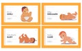 Newborn Babies of Different Nations Landing Page Template Set. Cute Infants, Asian, African, Latin or Caucasian Nations Royalty Free Stock Photo