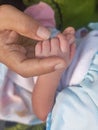Newborn babies hand and her mom Royalty Free Stock Photo