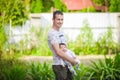 A newborn baby in the arms of his father. A father is holding his newborn baby in his arms. happy father Royalty Free Stock Photo