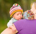 Newborn baby in the arms of mom Royalty Free Stock Photo