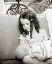 Newborn Baby Being Held by Big Sister Toddler Royalty Free Stock Photo