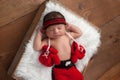 Newborn Baby Boy with Boxing Gloves and Shorts Royalty Free Stock Photo