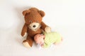 Newborn baby boy sleeping on Teddy bear Royalty Free Stock Photo