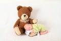 Newborn baby boy sleeping on Teddy bear Royalty Free Stock Photo