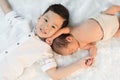 Newborn baby boy and older brother Royalty Free Stock Photo