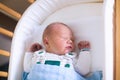 Newborn baby boy in hosptal cot Royalty Free Stock Photo