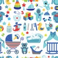 Newborn Baby boy seamless pattern Royalty Free Stock Photo