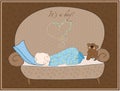 Newborn Baby Boy Sleeping Card