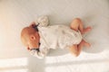 newborn baby boy sleeping in a cot Royalty Free Stock Photo