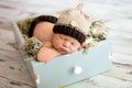 Newborn baby boy, sleeping happily