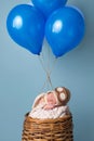 Newborn Baby Boy Wearing an Aviator Hat Royalty Free Stock Photo