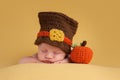 Newborn Baby Boy Wearing a Pilgrim Hat