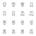 Newborn baby clothes line icons set