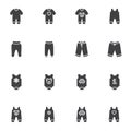 Newborn baby clothes vector icons set