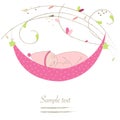 Newborn baby cradle greeting card vector Royalty Free Stock Photo