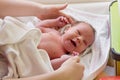 Newborn baby crying Royalty Free Stock Photo