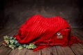 Newborn Baby Digital Background rustic/retro red suitcase and crocket knit Royalty Free Stock Photo