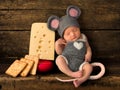 Newborn baby dressed as mouse Royalty Free Stock Photo