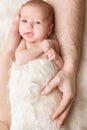 Newborn Baby in Family Hands, Beautiful New Born Kid, Parents Care