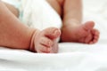 Newborn baby feet. Maternity hospital, perinatal center, motherhood Royalty Free Stock Photo