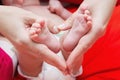 Baby feet in mother hands Royalty Free Stock Photo