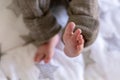 Newborn baby feet and tiny toes. View from above Royalty Free Stock Photo